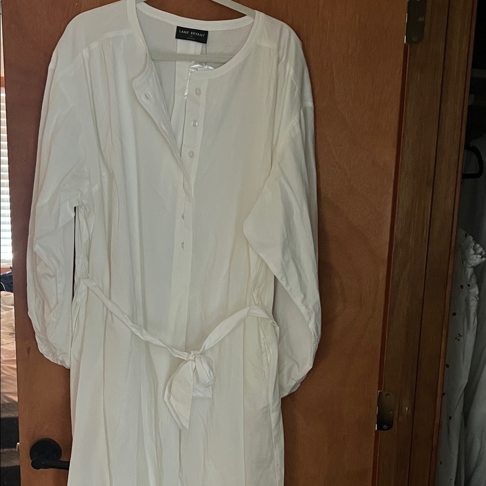 Lane Bryant White Long Sleeve Dress